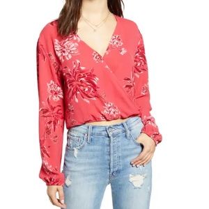 Leith Faux Wrap Top - Medium - Red Raspberry